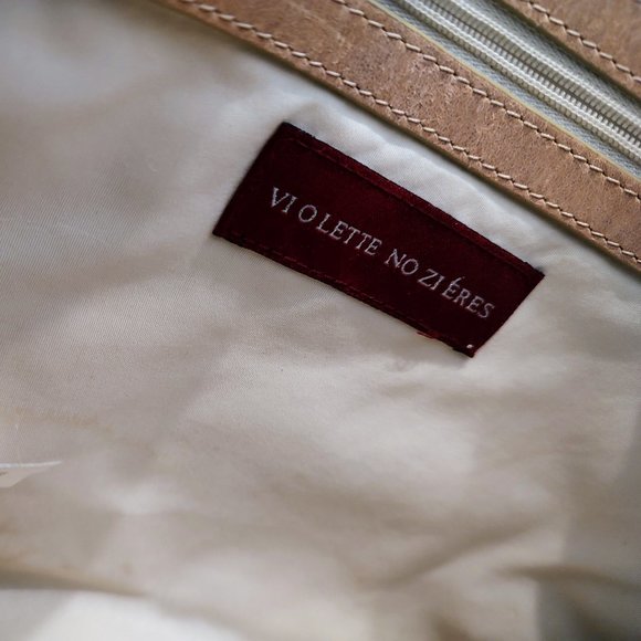 Women's vintage boho Violette Nozieres bag 11"X13", tan and pink leather. Used - Picture 12 of 13